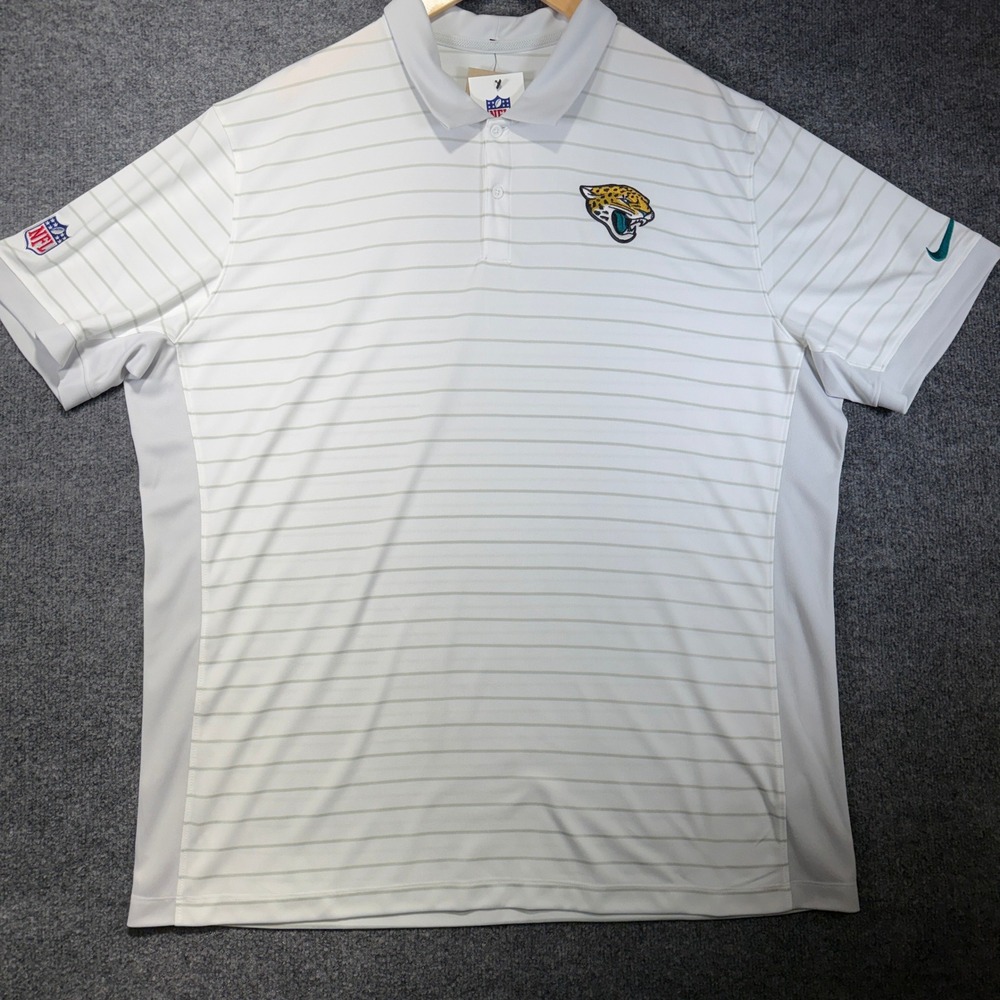 Nike Jacksonville Jaguars Dri-FIT Polo Shirt Mens 2XL White Striped NFL On Field